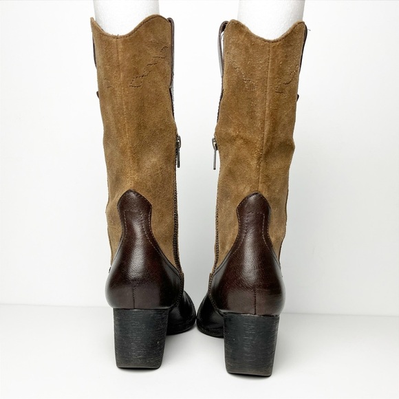 Born Sonoma Brown and Tan leather Heeled cowboy Boots - Picture 3 of 12